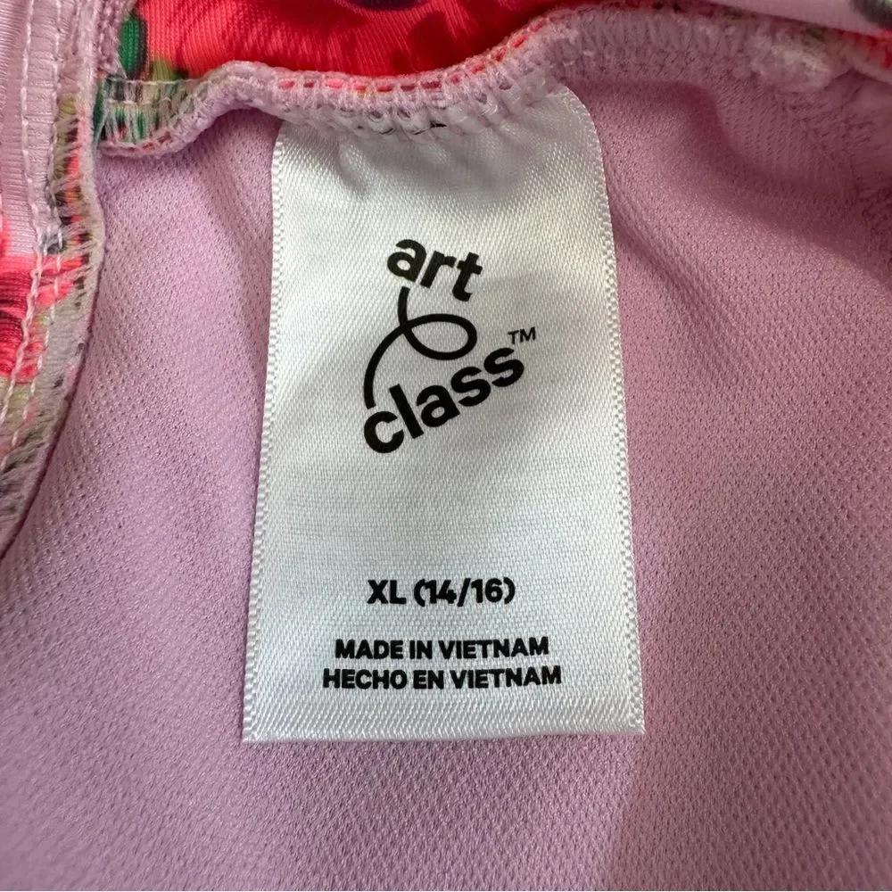 Art Class Girls Floral Print Rash Guard One Piece Upf 50+ Swimsuit Size 14/16